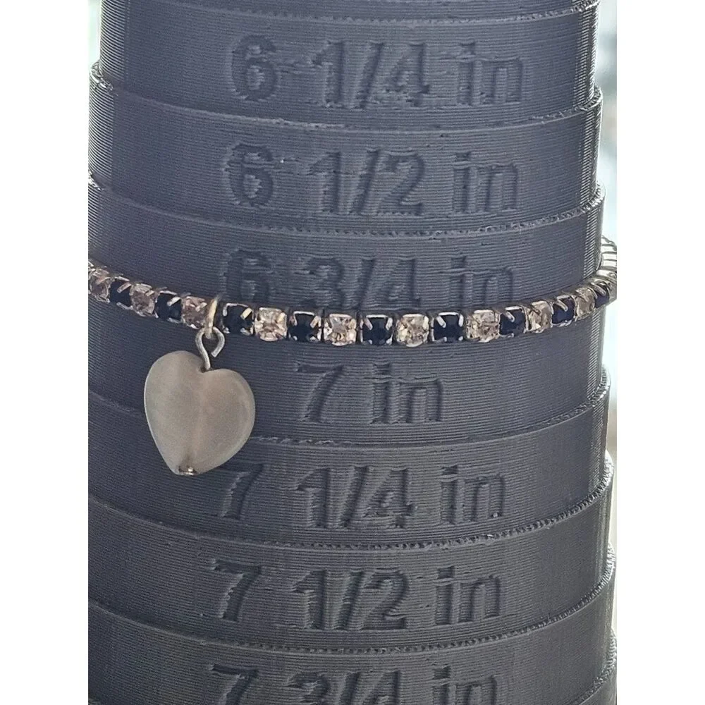 Heart Charm Bracelet with Rhinestones 6.75